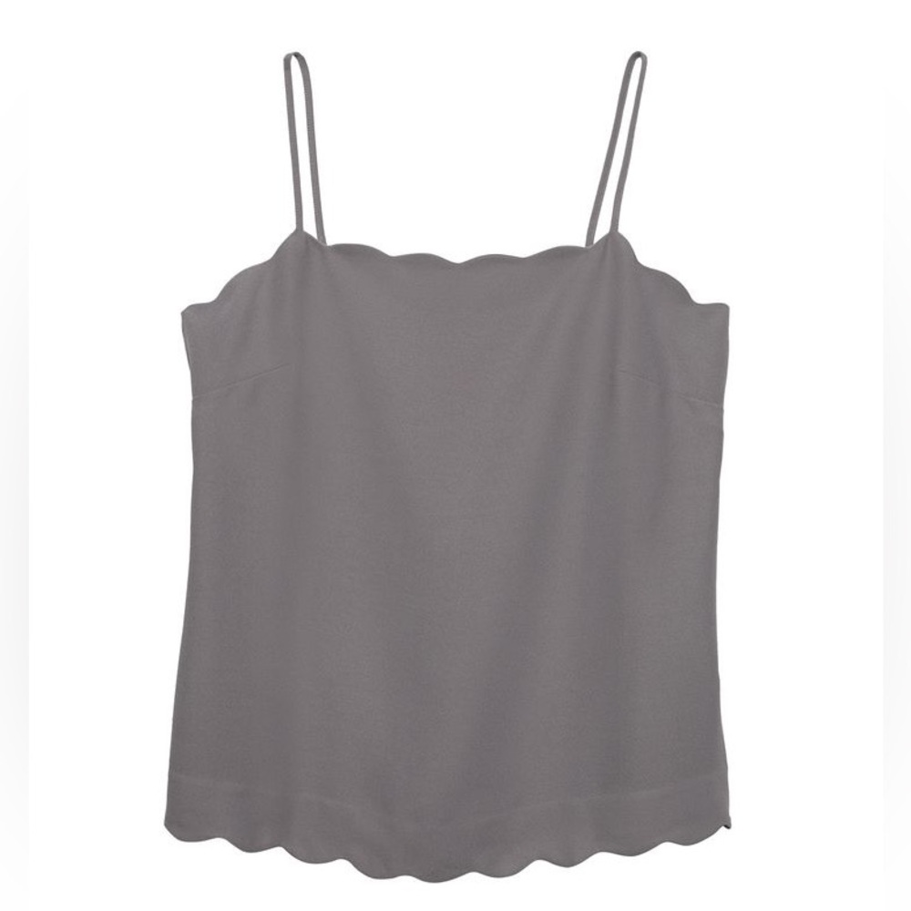 Banana Republic Scalloped Grey Tank Top with Adjustable Straps; size Small